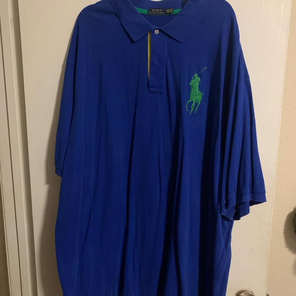 Ralph Lauren Blue Polo with Green Pony Logo